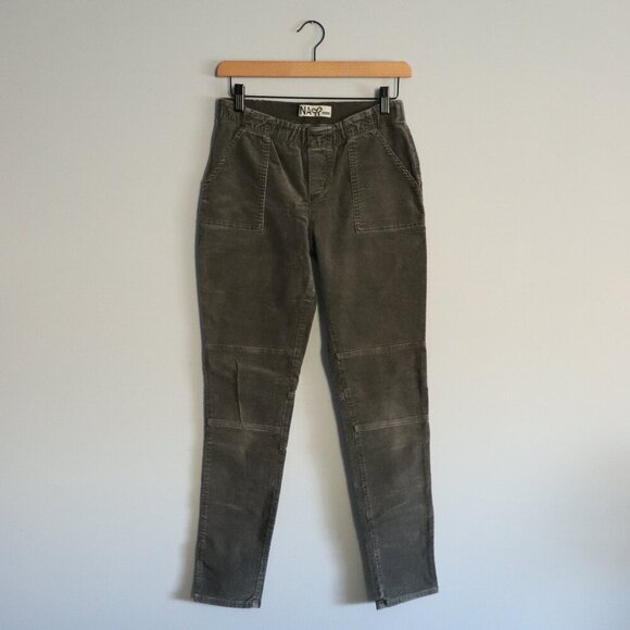 TNA Women's Green Sz M Straight Leg Corduroy Ribbed Stretch Pull On Pants - Picture 1 of 12